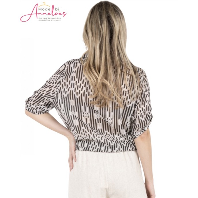 ZOSO Blouse Isa Zwart Zand Ecru ZOSO Blouse Isa Zwart Zand Ecru